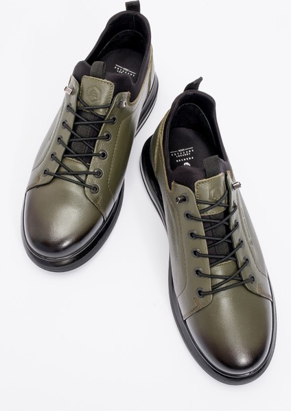 Erkek Surrey Kalın Taban Casual Ayakkabı Gerçek Deri Hj 24815M Haki indirimleri