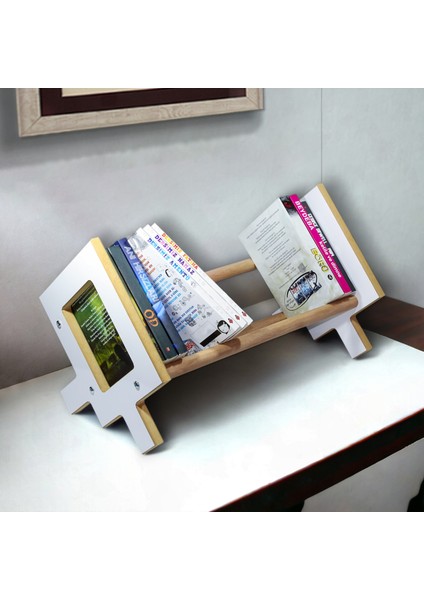 Masaüstü Kitaplık Ahşap Kitap Rafı Banyo Havlu Organizer Düzenleyici Kitaplık 50CM