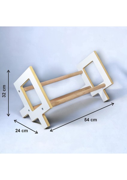 Masaüstü Kitaplık Ahşap Kitap Rafı Banyo Havlu Organizer Düzenleyici Kitaplık 50CM