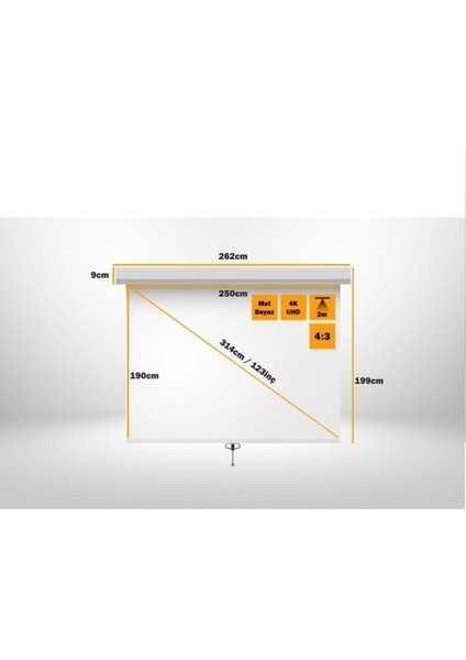 2 Yıl 250X190CM Storlu Manuel Projeksiyon Perdesi