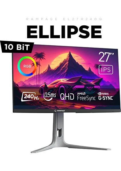 Ellıpse EL27R240Q 27" 240Hz 0.5ms Boe IPS Qhd 2k Freesync/g-Sync Rgb Pivot Beyaz Flat Oyuncu