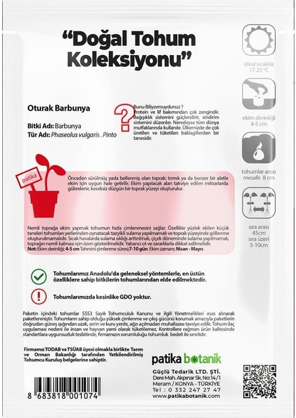 40 Adet Yerli Ata Oturak Barbunya Tohumu (Selim)