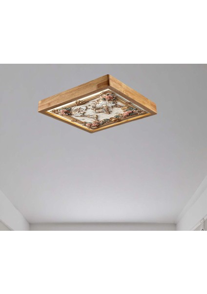 60X60 cm Ahşap Çerçeve Avize LED Aydınlatma modelleri