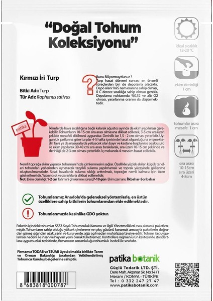 500 Adet İri Kırmızı Turp Tohumu modelleri