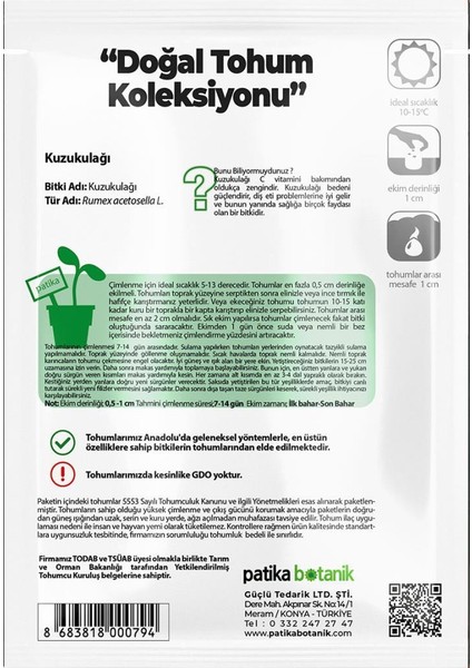750 Adet Yerli Ata Kuzukulağı/ekşiotu Tohumu
