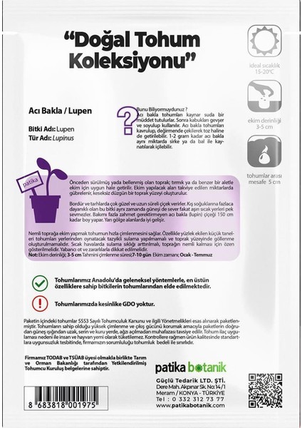 50 Adet Lupen/acı Bakla Tohumu