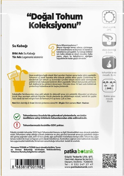 5 Adet Su - Et Kabağı (Lagenaria Siceraria) Tohumu modelleri