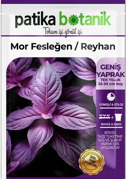 200 Adet Yerli Ata Mor Fesleğen - Mor Reyhan (Ocimum Basilicum) Çiçek Tohumu