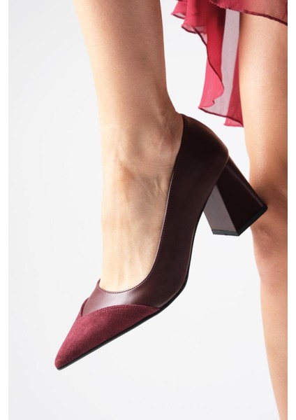 Whitney Bordo Renk Blok Topuklu Kadın Topuklu Ayakkabı