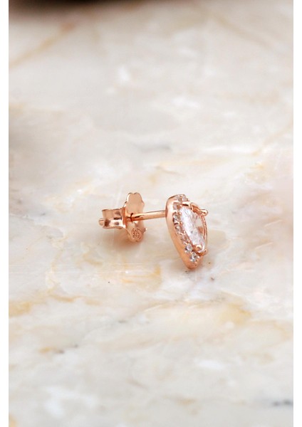 Kalp Mini Rose Gümüş Küpe 6930 fiyatları