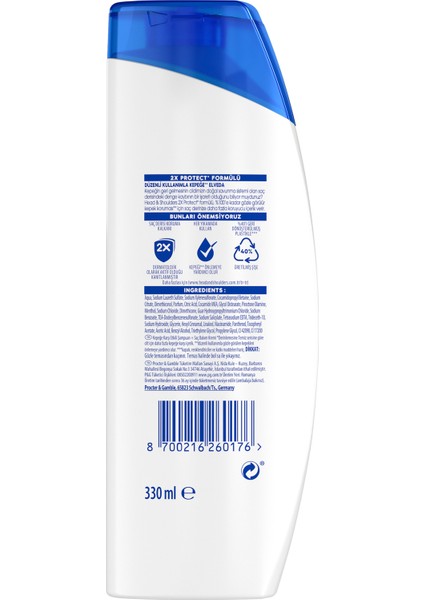 Head & Shoulders Mentol Ferahlığı 2si1 Arada Kepeğe Karşı Etkili Şampuan 330ML