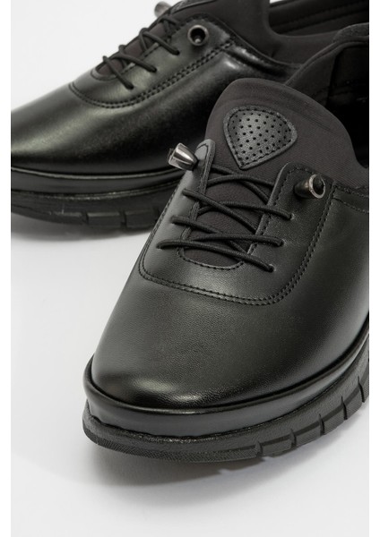 Kadın Lastik Bağlı Günlük Ayakkabı Siyah Cilt modelleri