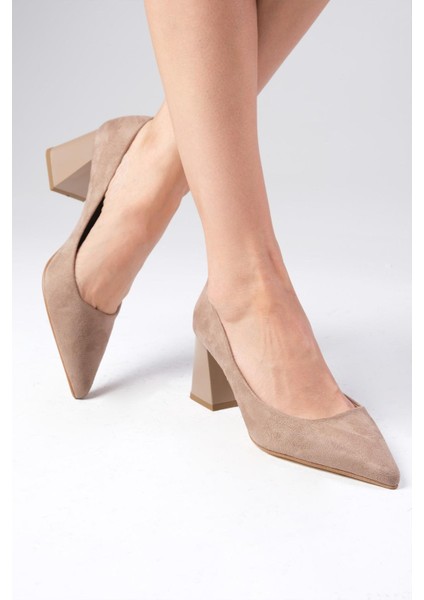 Fleur Vizon Renk Süet Blok Topuklu Kadın Topuklu Ayakkabı fiyatları