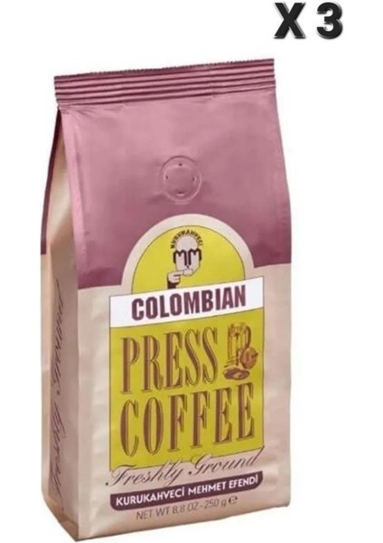 Mehmet Efendi Colombian Press Coffee 250 gr x 3 Adet