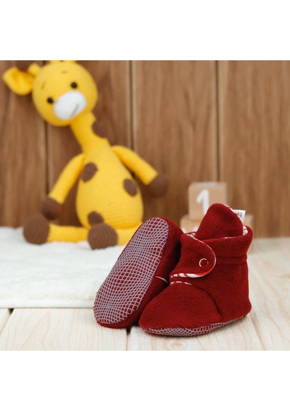Polar Bebek Pandufu, Kaydırmaz Taban, Organik Pamuk Astarlı, İlk Adım Ev Patiği, Bordo