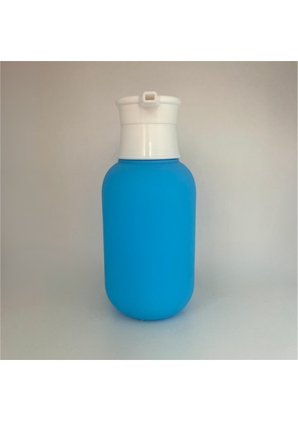 Soft Touch Yumuşak Dokulu Mavi Renk Plastik Hdpe Şişe + Beyaz Pompa - 400 ml