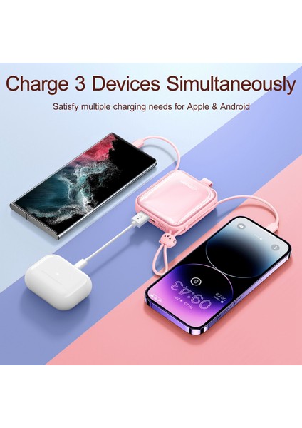 Joyroom JR-L008 10000MAH 22.5W Power Bank Taşınabilir Telefon Şarj Cihazı Yıldırım + Tip-C Kablo / Kickstand Hızlı Şarj Harici Pil Paketi-Mavi (Yurt Dışından)
