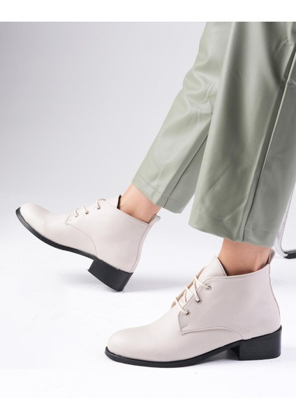 Meera Bej Renk Oval Burunlu Kadın Bilekte Kısa Düz Bot fırsatları