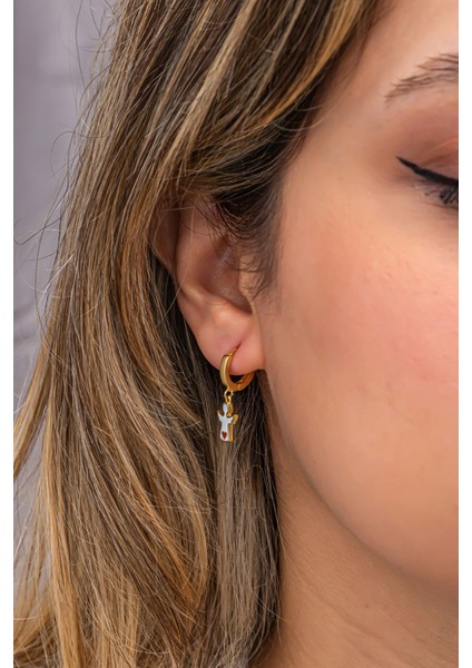 925 Ayar Gümüş Gold Kaplama 12 mm Halka Melek Küpe fiyatları