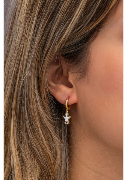 925 Ayar Gümüş Gold Kaplama 12 mm Halka Melek Küpe modelleri