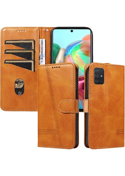 Samsung Galaxy A71 5g Için Filp Durumda Kredi Kartı ile Pu Deri Preslenmiş (Yurt Dışından) fırsatları