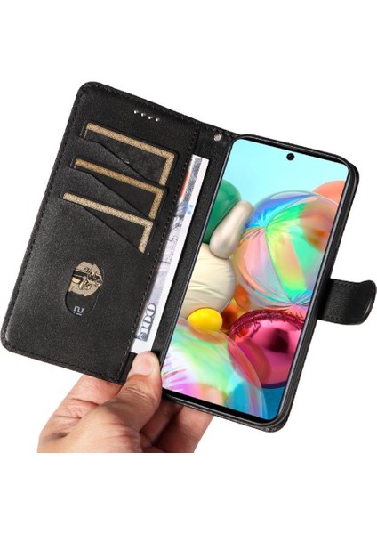 Samsung Galaxy A71 5g Için Filp Durumda Kredi Kartı ile Pu Deri Preslenmiş (Yurt Dışından)
