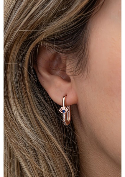 925 Ayar Gümüş Rose Kaplama Göz U Model Küpe fırsatları