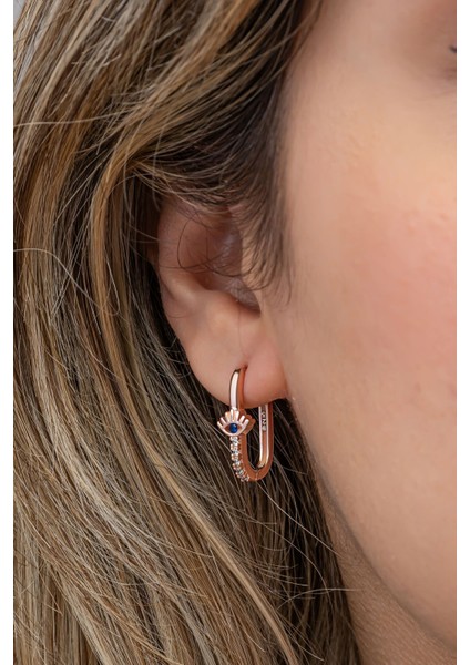 925 Ayar Gümüş Rose Kaplama Göz U Model Küpe indirimleri