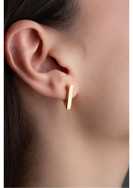 925 Ayar Gümüş Gold Kaplama Taşsız Üçgen Model Küpe modelleri