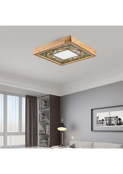 60X60 cm Ahşap Çerçeve Avize LED Aydınlatma