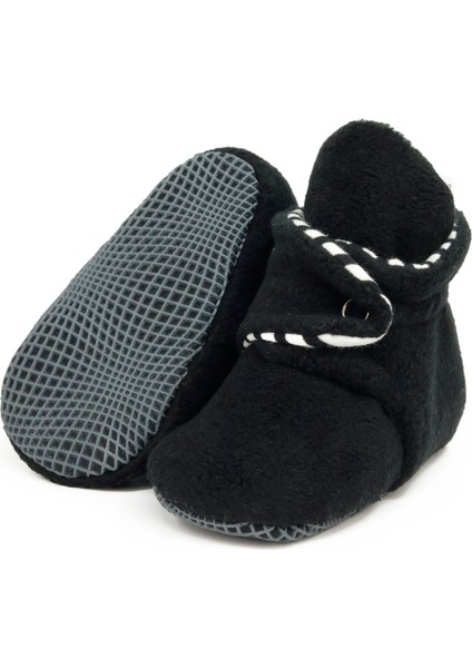 Polar Bebek Pandufu, Kaydırmaz Taban, Organik Pamuk Astarlı, İlk Adım Ev Patiği, Siyah