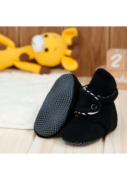 Polar Bebek Pandufu, Kaydırmaz Taban, Organik Pamuk Astarlı, İlk Adım Ev Patiği, Siyah fırsatları