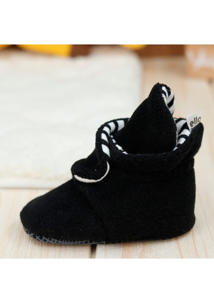 Polar Bebek Pandufu, Kaydırmaz Taban, Organik Pamuk Astarlı, İlk Adım Ev Patiği, Siyah