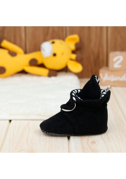 Polar Bebek Pandufu, Kaydırmaz Taban, Organik Pamuk Astarlı, İlk Adım Ev Patiği, Siyah