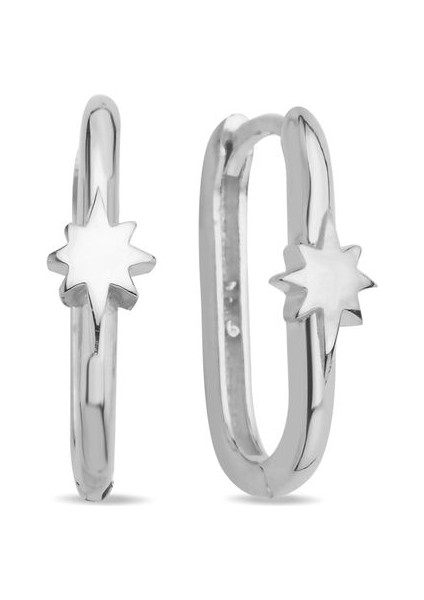 925 Ayar Gümüş Rodyum Kaplama Yıldızlı U Model Küpe