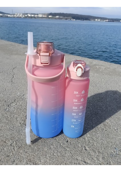 Motivasyonel 2 Lt + 900 ml 2'li Sporcu Motivasyon Su Matarası Dayanıklı