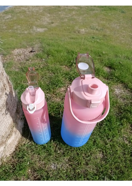 Motivasyonel 2 Lt + 900 ml 2'li Sporcu Motivasyon Su Matarası Dayanıklı