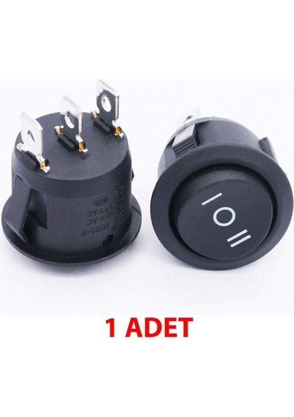 Yuvarlak 3 Pin Anahtar Rocker Switch Mini Buton Siyah 3 Durumlu