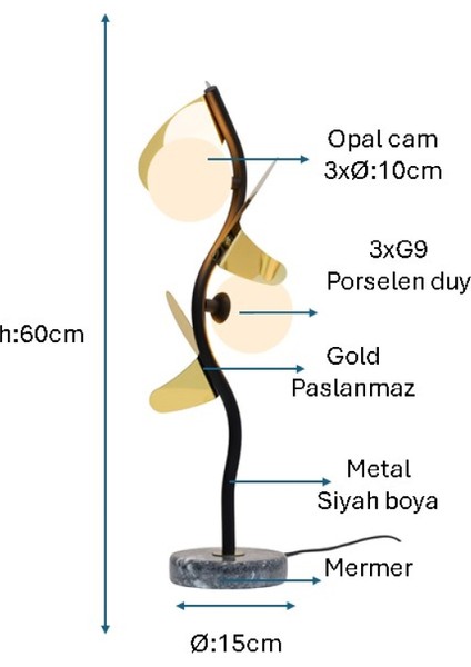 Siyah Boyalı Masa Lambası Plc-1218-M-Bsy