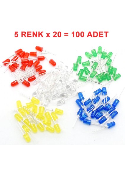100 Adet 5mm LED Seti