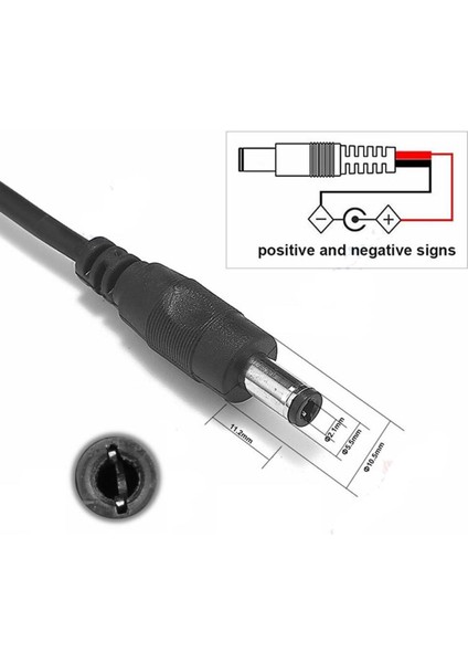5.5mm x 2.1mm 15CM Erkek Adaptör Kablosu 22AWG 36V 3A Besleme