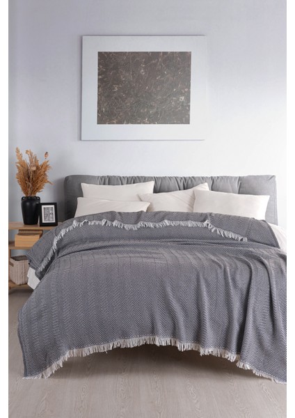 Carden Pamuklu Çift Kişilik Pike-Yatak Örtüsü 200x230 cm Antrasit