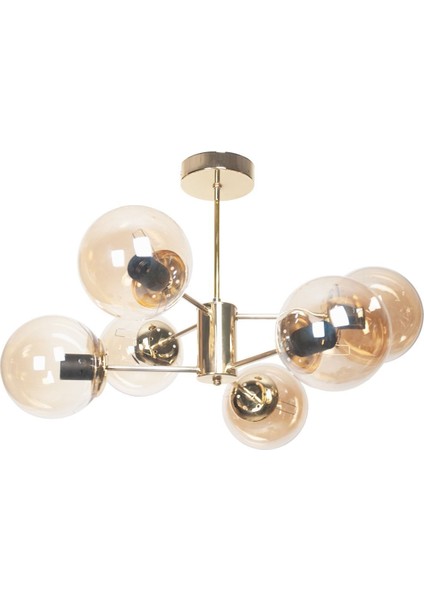 Tekno Trust Oscar Modern Lüks Tasarım Altın Renk Kasa Bal Camlı Salon - Mutfak - Yatak Odası 6 Lı Avize fiyatları