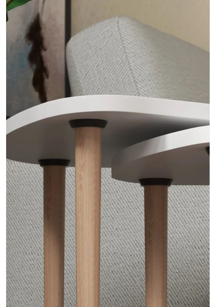 3'lü Üçgen Şeklinde Zigon Sehpa Gürgen Ham Ahşap Ayaklı Demonte Kolay Kurulum Beyaz fırsatları