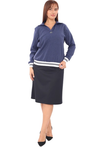 Yakalı Büyük Beden Çizgili Bluz fiyatları