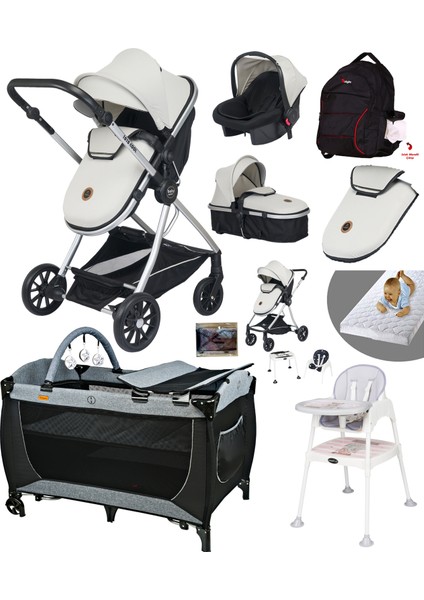Ekonomi Paket 10 In 1 Set 1010 Travel Sistem Bebek Arabası 560 Oyun Parkı Yatak Beşik 1450 Mama Sandalyesi