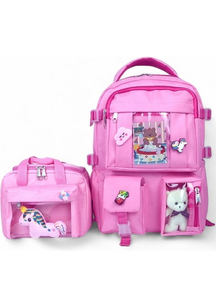 M Kawaii Kore Tarzı Full Aksesuarlı Ortopedik Yerli Günlük Okul Çantası Kız Erkek Beslenme Çanta Se