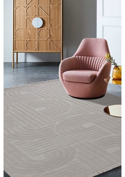 Dizayn 1090 Bej Kaymaz Taban Koridor Halısı Kesme Yolluk Mutfak Halısı Modern Salon Halısı 120 X 180
