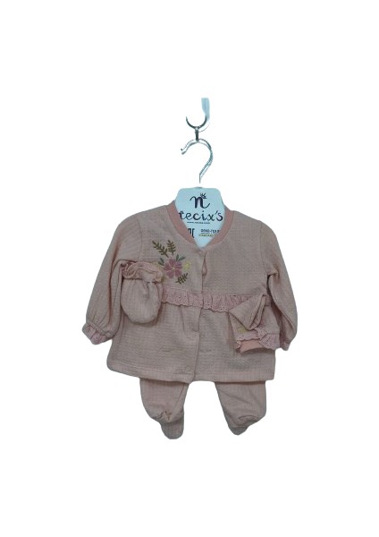 5'li Kız Bebek Zıbın Set Çiçek Nakışlı 241164