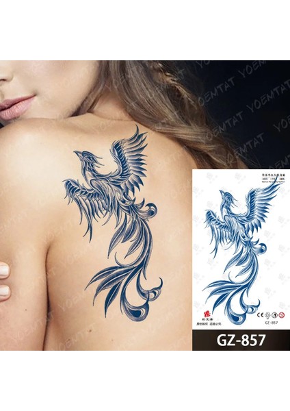 1 Ay Kalıcı Gerçekçi Anka Kuşu 12 Saat Sonra Kararan Geçici Dövme Tattoo